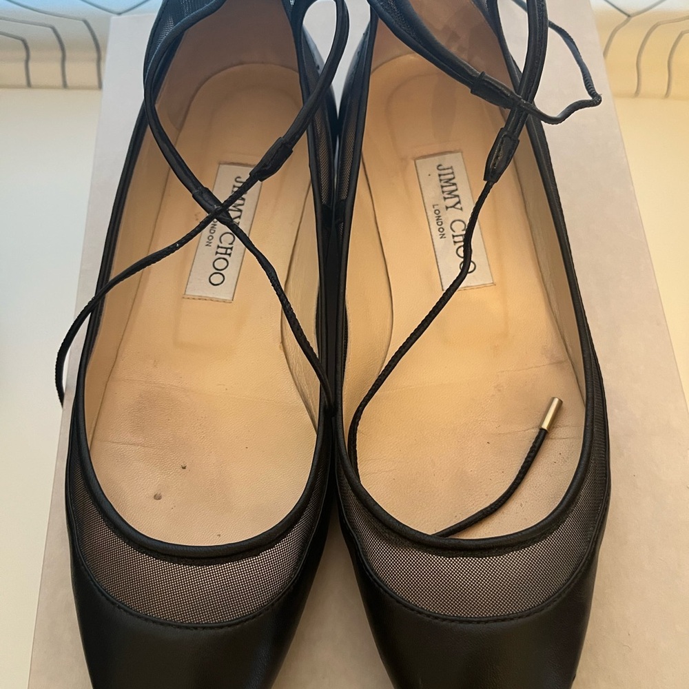 Jimmy Choo Black Ballet Flats with Elegant Straps